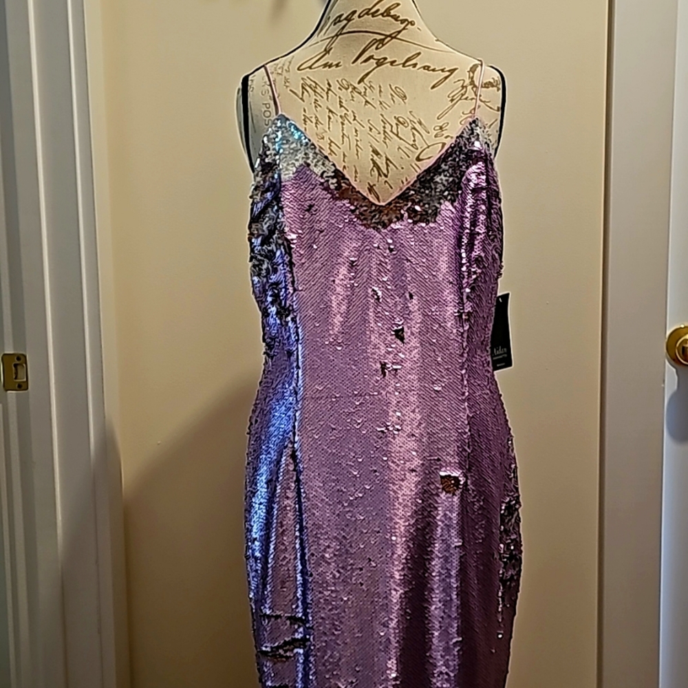 Aidan AIDAN MATTOX Lilac Flip Sequin Cocktail & Party Dress.. Show Stopper!